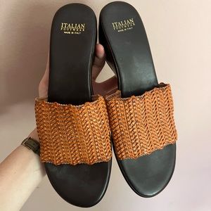 90s vintage Italian Leather Slide Wedge